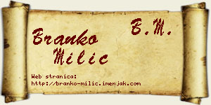 Branko Milić vizit kartica